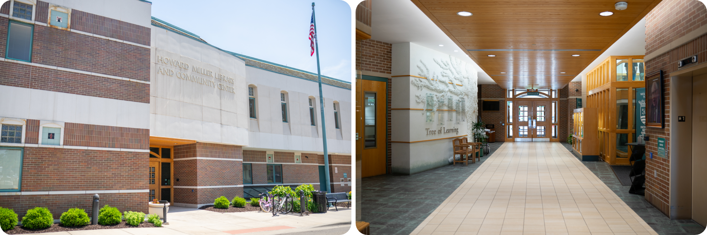 Howard Miller Public Library building and inside