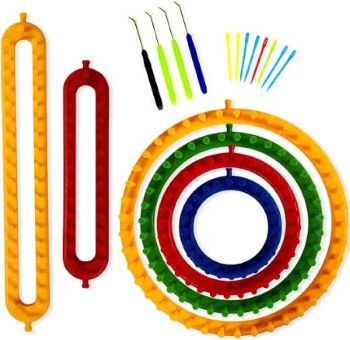 Knitting looms of multiple shapes