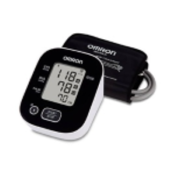 Black and white blood pressure cuff and reader