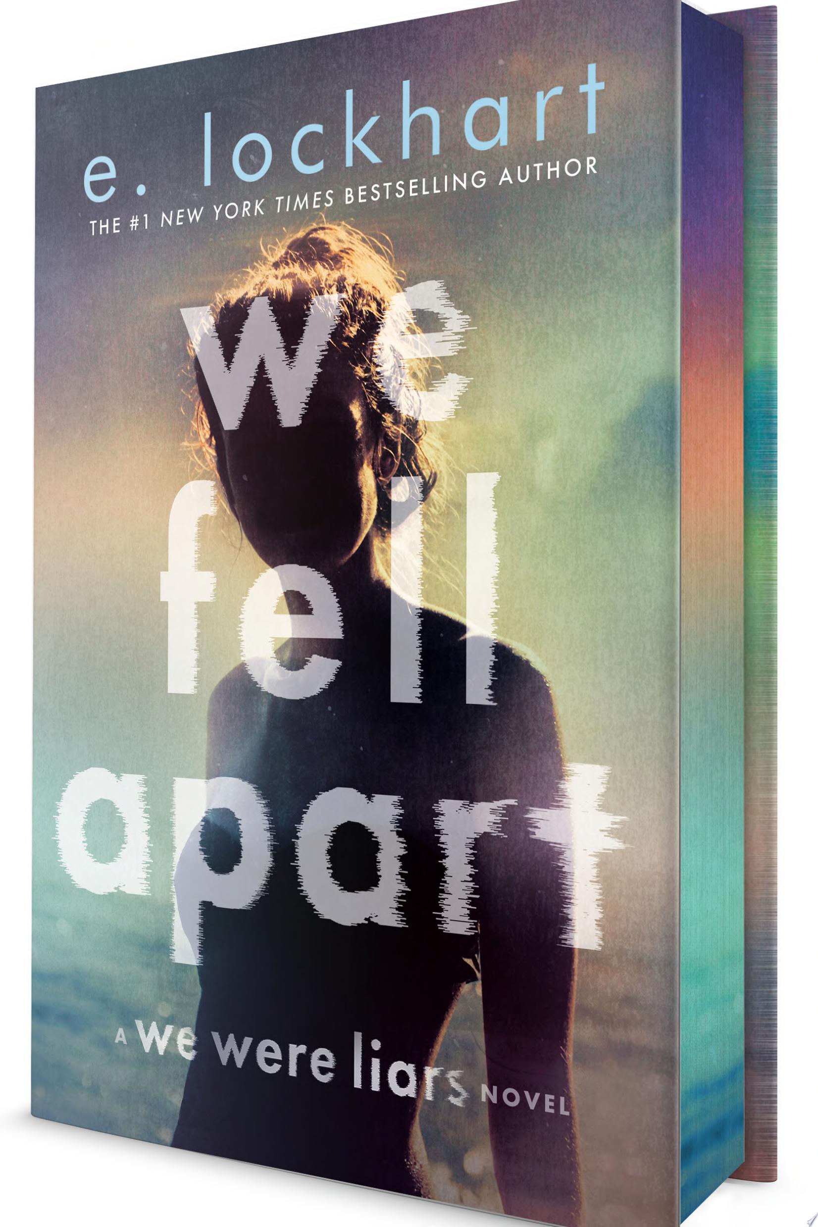 Image for "We Fell Apart" with an image of a young woman in a bathing suit who is backlit and has water in the background
