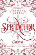 Image for "Spectacular" a white background with a silver ornate star in the middle and red swirls on the top and bottom of the page