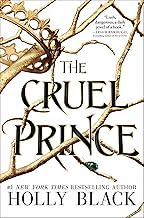 "The Cruel Prince" book cover with a white background and gold tree branches and a gold crown hanging onto one of the branches. 