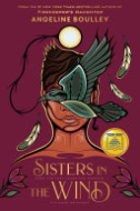 Image for "Sisters in the Wind" with a black woman in the center and a green bird flying and blocking her eyes.