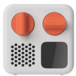 White Yoto mini device with orange dials