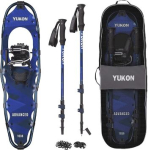 Black snowshoes with black pole and black carrying case