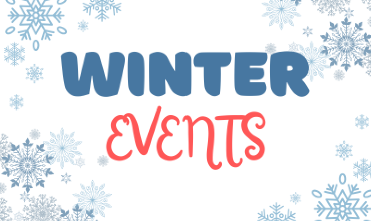 White background with blue and silver snowflakes