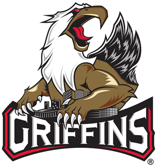 Griffin logo of a griffin standing over a town and stadium