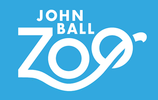 John Ball Zoo logo with a blue background