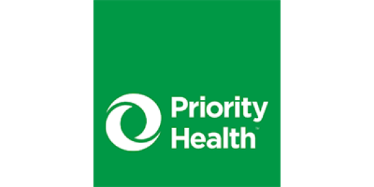 Priority Health logo with a green background